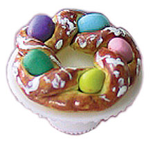 Dollhouse Miniature Easter Bread Ring On Stand